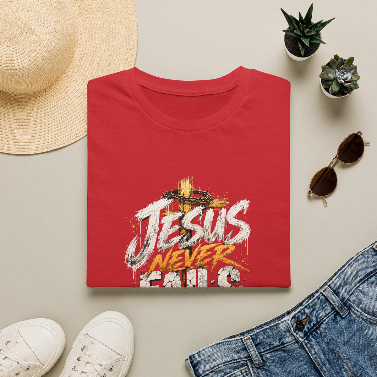 T-Shirt — Jesus Never Fails