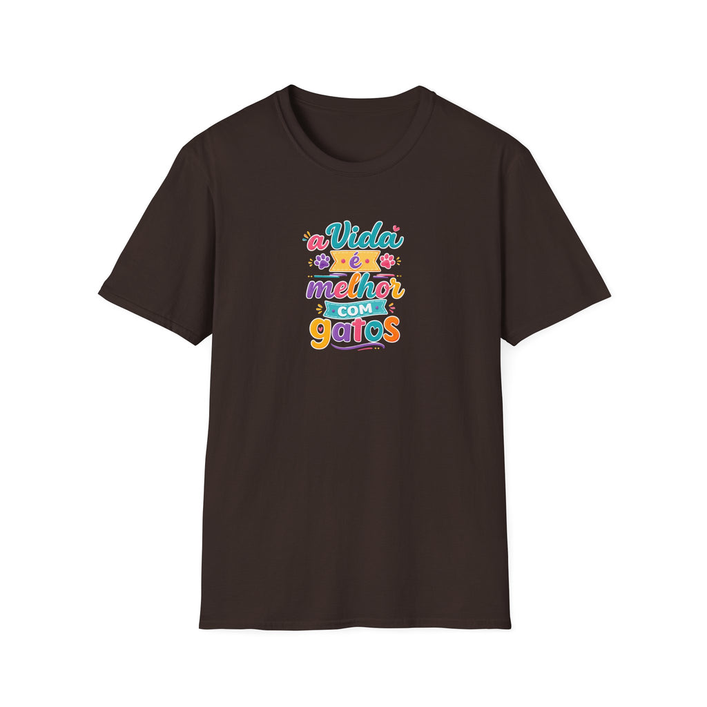 T‑Shirt — "A Vida é Melhor com Gatos"