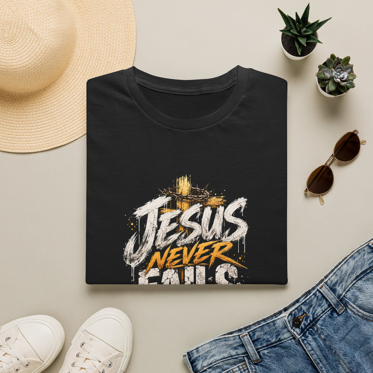 T-Shirt — Jesus Never Fails