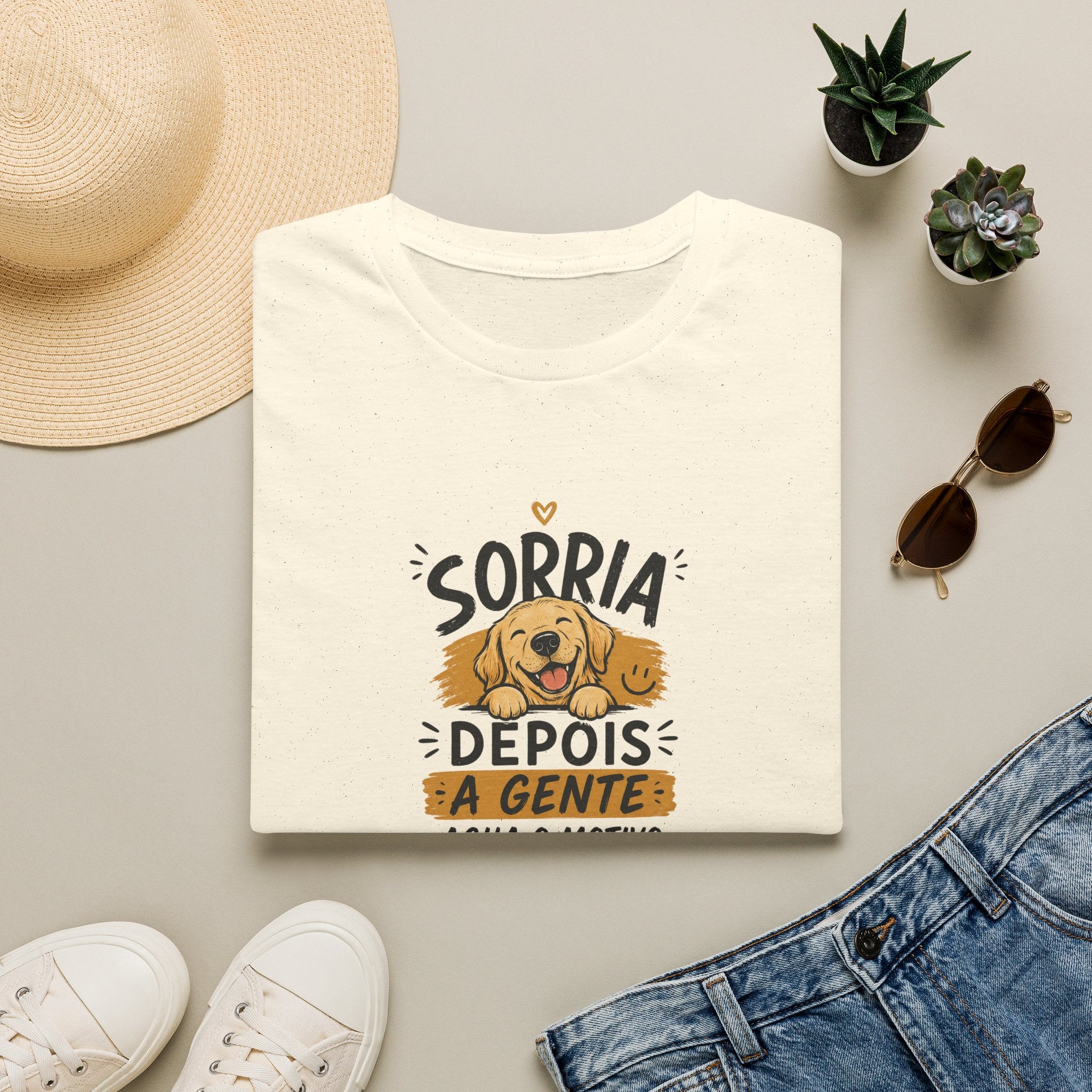 T-Shirt — "Sorria Depois A Gente Acha O Motivo"