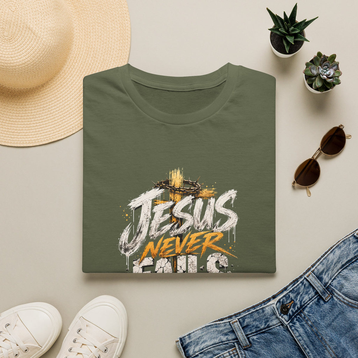 T-Shirt — Jesus Never Fails