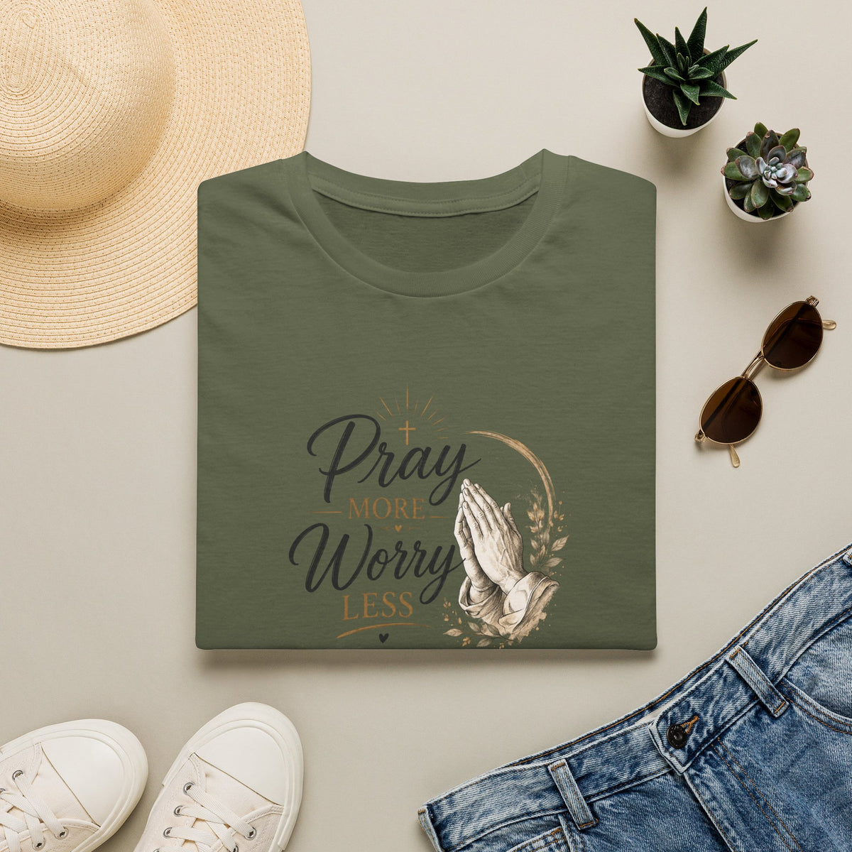T-Shirt — "Pray More Worry Less"