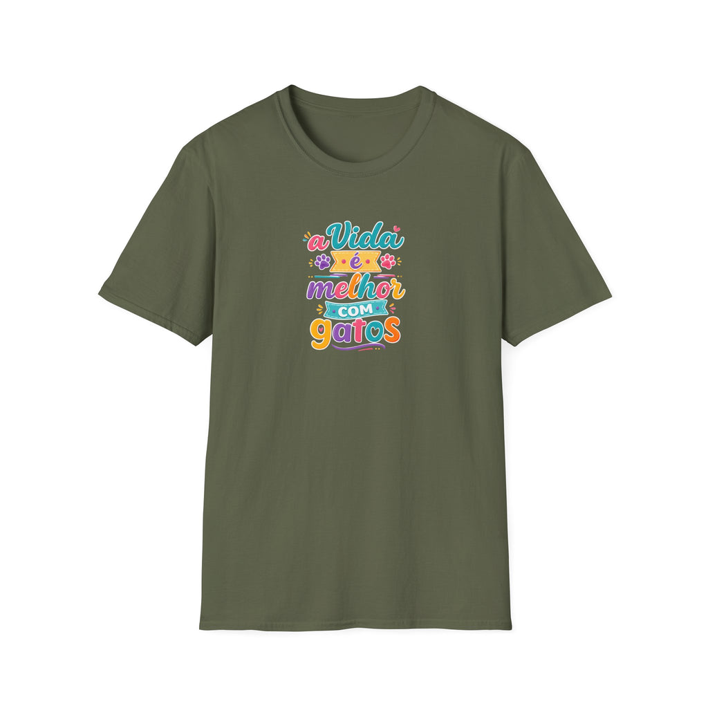 T‑Shirt — "A Vida é Melhor com Gatos"