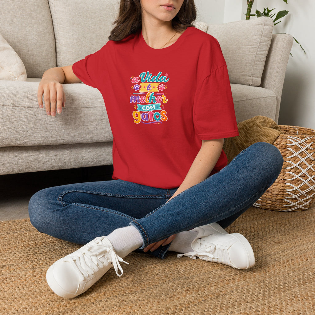 T‑Shirt — "A Vida é Melhor com Gatos"