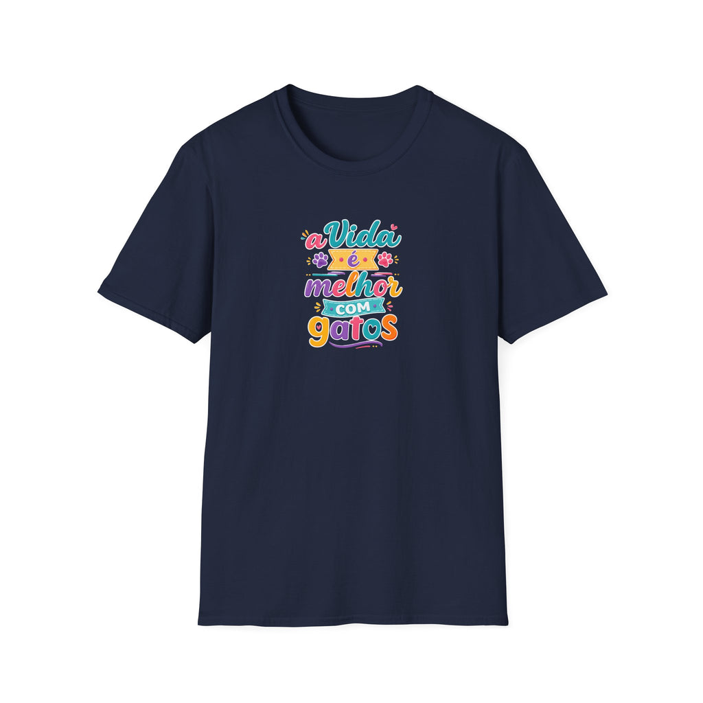 T‑Shirt — "A Vida é Melhor com Gatos"