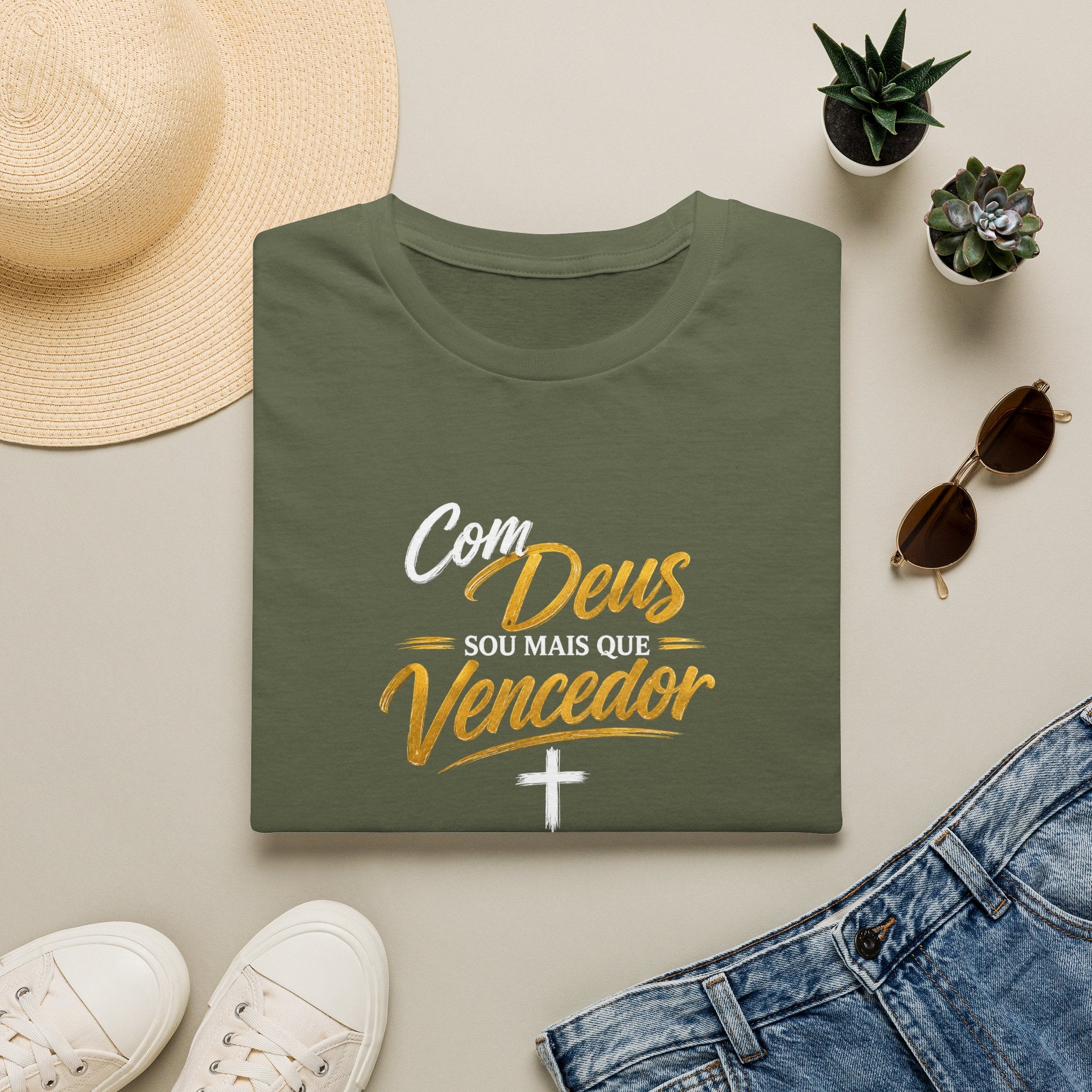 T-Shirt "Com Deus sou mais que vencedor"