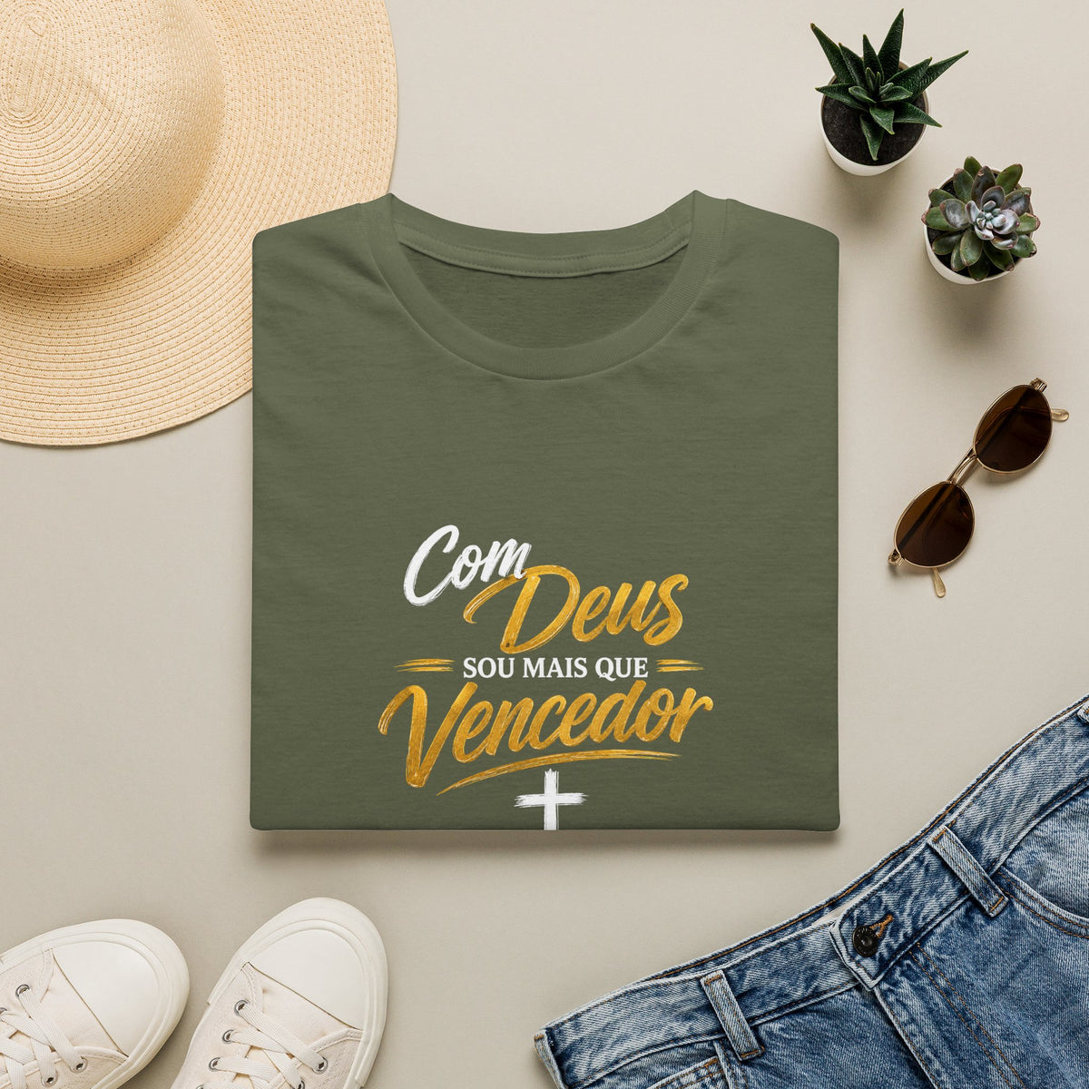 T-Shirt "Com Deus sou mais que vencedor"