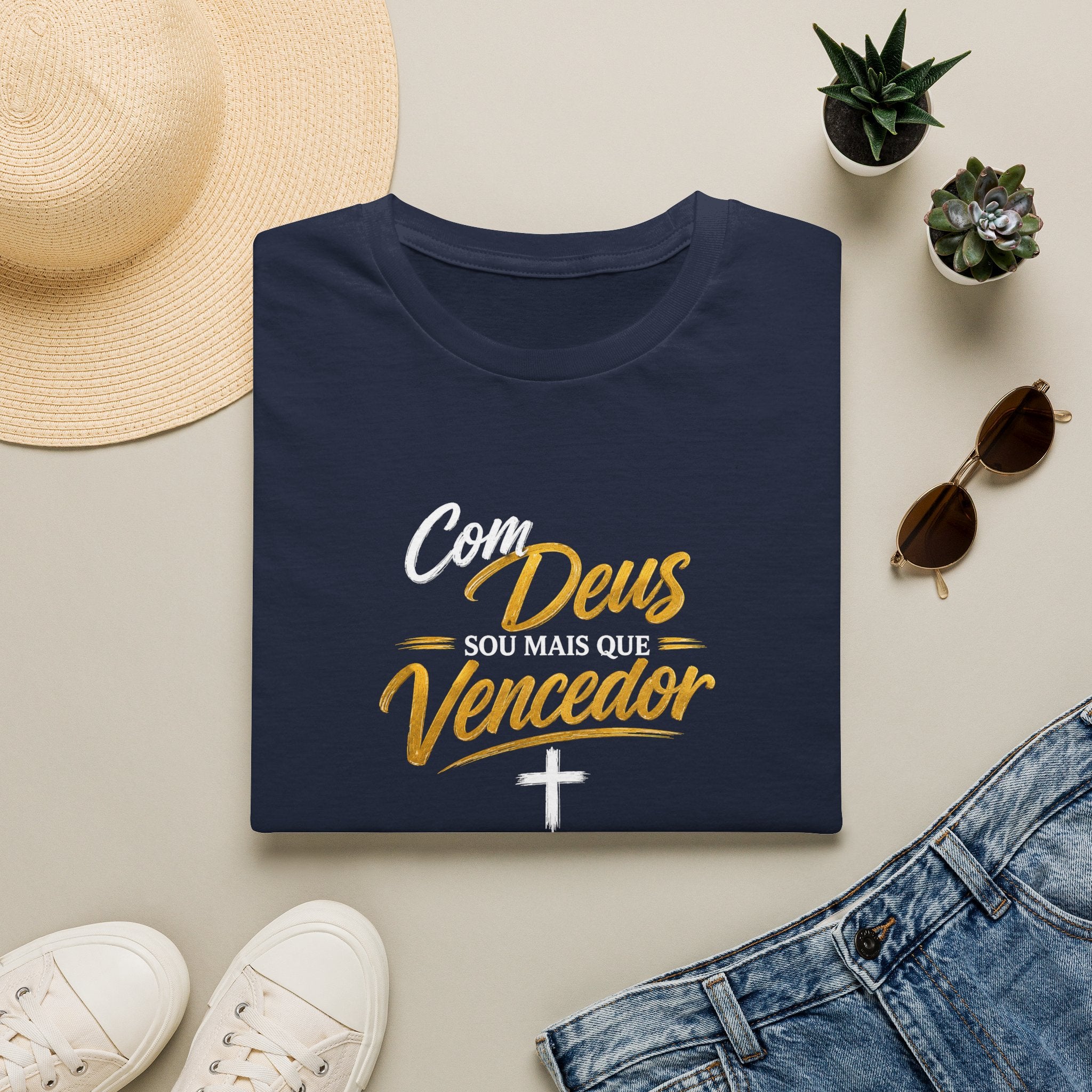 T-Shirt "Com Deus sou mais que vencedor"